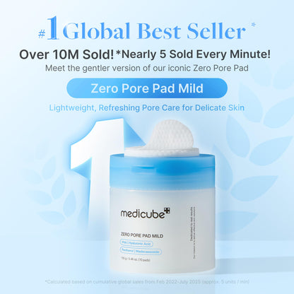 medicube Zero Pore Pads 2.0, Dual-Textured Facial Toner Pads for Exfoliation and Pore Care with 4.5% AHA Lactic Acid & 0.45% BHA Salicylic Acid, Ideal for All Skin Types, Korean Skin Care (70 units)