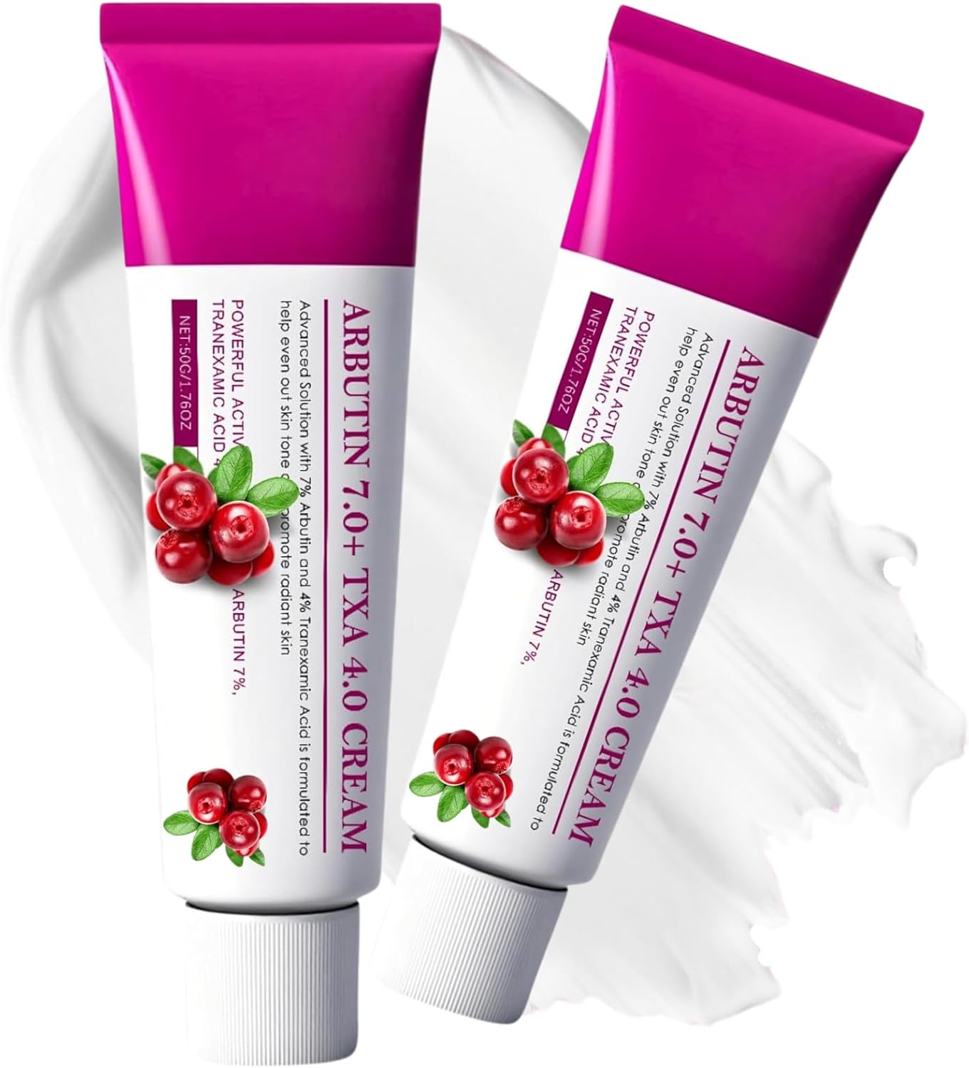 2PCS Arbutin 7% + Tranexamic Acid 4% Cream, Dark Spot Remover for Face Hyperpigmentation, Reduces Freckles & Blemishes,Even Skin Tone, Brightening Moisturiser with Glutathione & Niacinamide