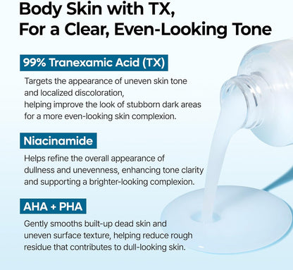 Dr.Melaxin Tx Peel Shot Body Exfoliating Spray With Tranexamic Acid & Niacinamide, Brightening Body Care For Uneven Skin Tone, 200Ml
