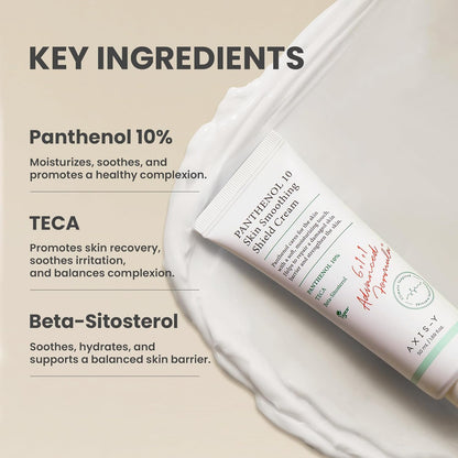 AXIS-Y Panthenol 10 Skin Smoothing Shield Cream Daily Facial Moisturizer Barrier Cream For Long Lasting Hydration & Soothing Vegan Korean Skin Care Face Lotion 1.69 Fl. Oz.