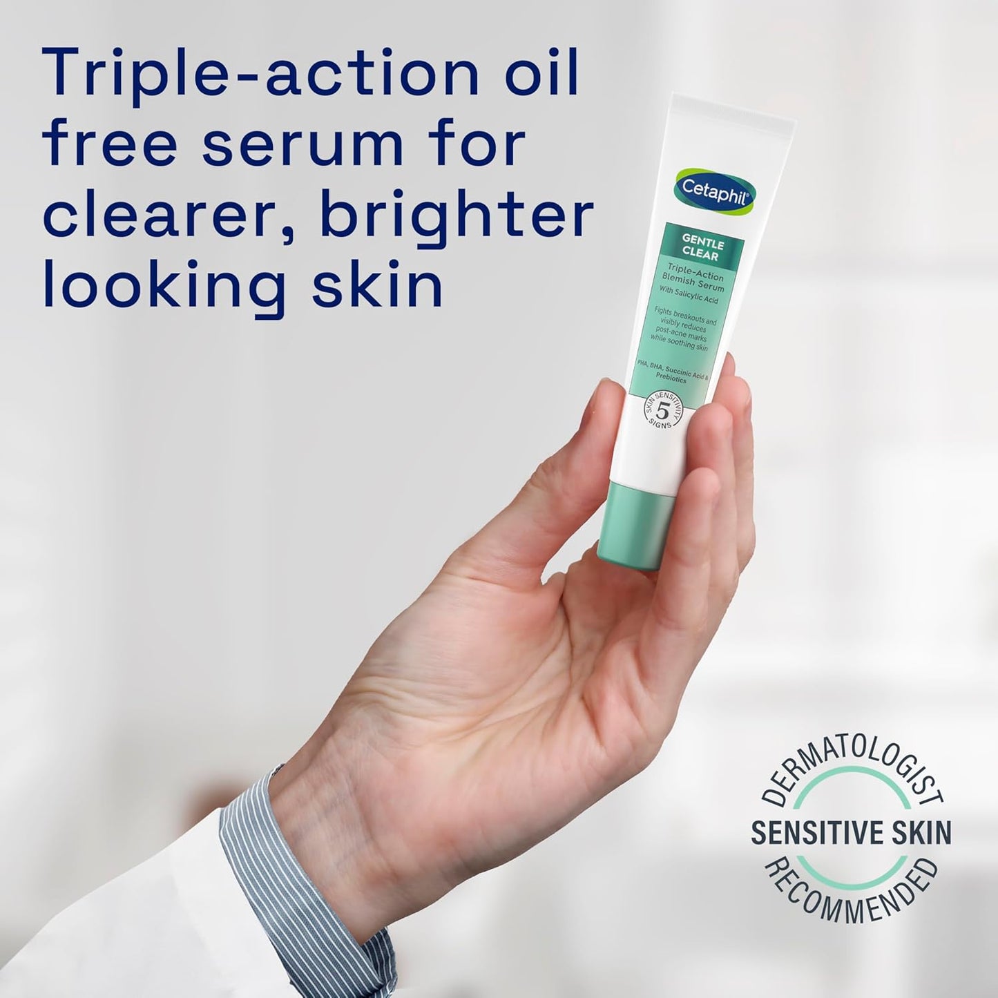 Cetaphil Gentle Clear Triple-Action Blemish Serum 30ml, with 0.5% Salicylic Acid and Niacinamide for Blemish-prone Sensitive Skin, Packaging May Vary