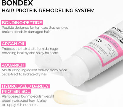 Dr.Melaxin Bondex Remodeling Salon Bonding Treatment Deep Repair For Bleached & Damaged Hair With Bonding Peptides + Argan Oil 8.45 Fl Oz (Pack of 1) White
