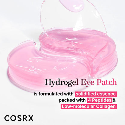 COSRX Pink Peptide Collagen Hydrogel Eye Patches Wrinkle Patches for Puffy Eyes, Dark Circles, Eye Bags, Wrinkles and Fine Lines, Firming and Depuffing Under Eye Masks, Korean Skincare 60 Patches