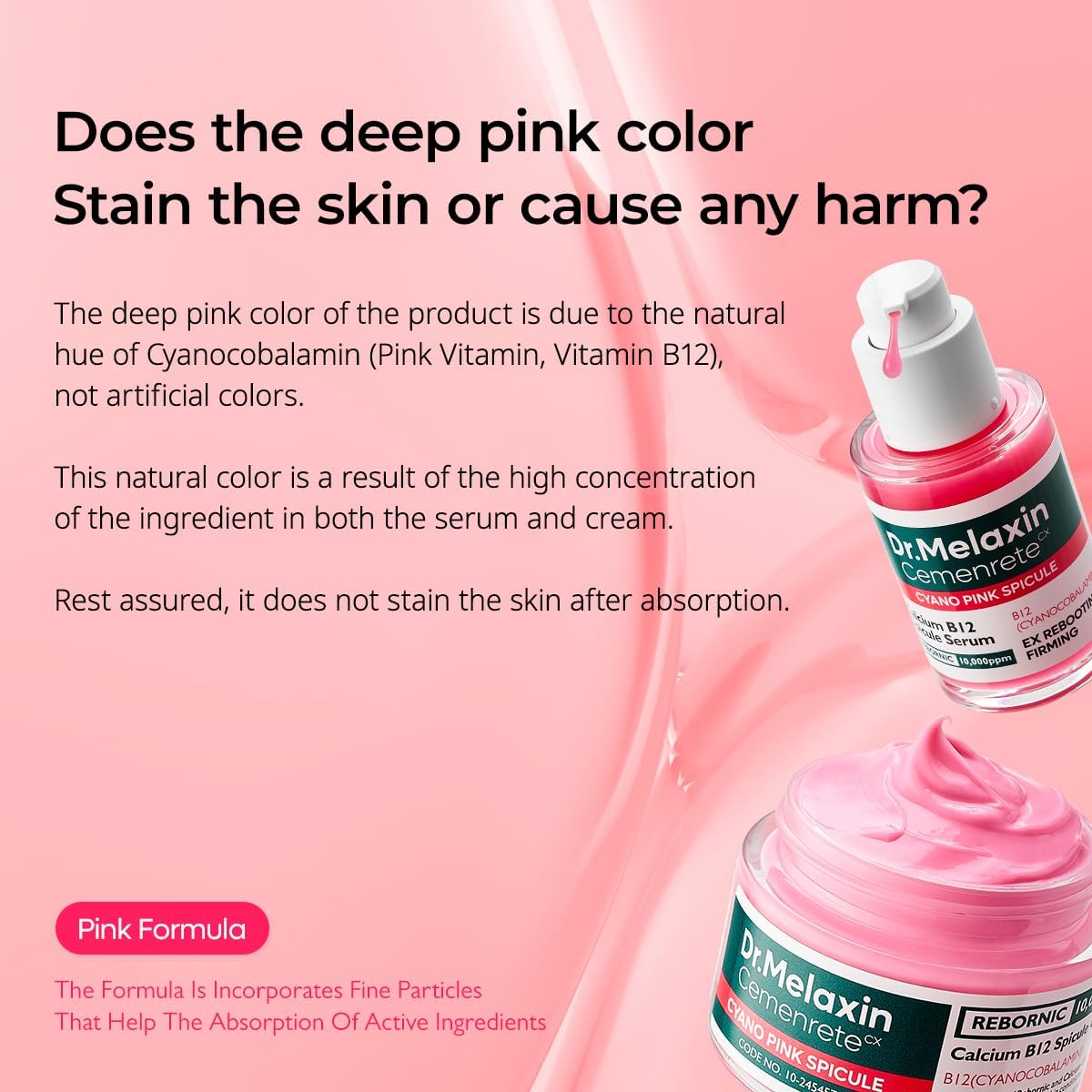 Dr.Melaxin Cemenrete Cyano Pink Spicule Cream With Calcium Vitamin B12 For Under Eyes Skin Dark Circles Fine Lines Puffiness&Eye Bags Cream 1.69 Fl. Oz.