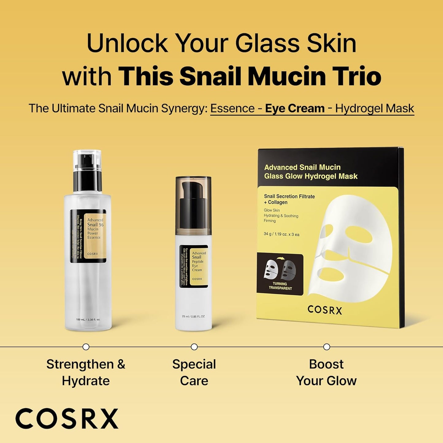 COSRX Snail Peptide Eye Cream with 73.7% Snail Mucin and Niacinamide, Brightening Korean Night Cream for Fine Lines and Dark Circles, Korean Skin Care