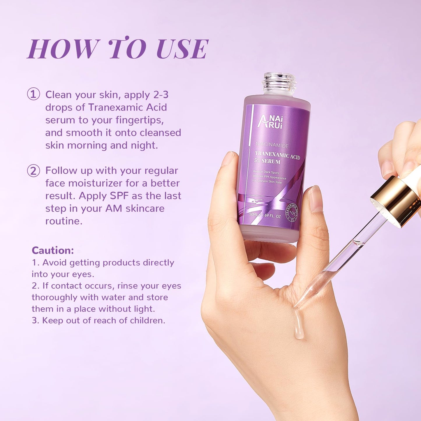 ANAiRUi 10% Tranexamic Acid Serum 30 ml, Dark Spot Correcting Serum with Tranexamic Acid + Hyaluronic Acid + Niacinamide, Targets Hyperpigmentation, Even Skin Tone