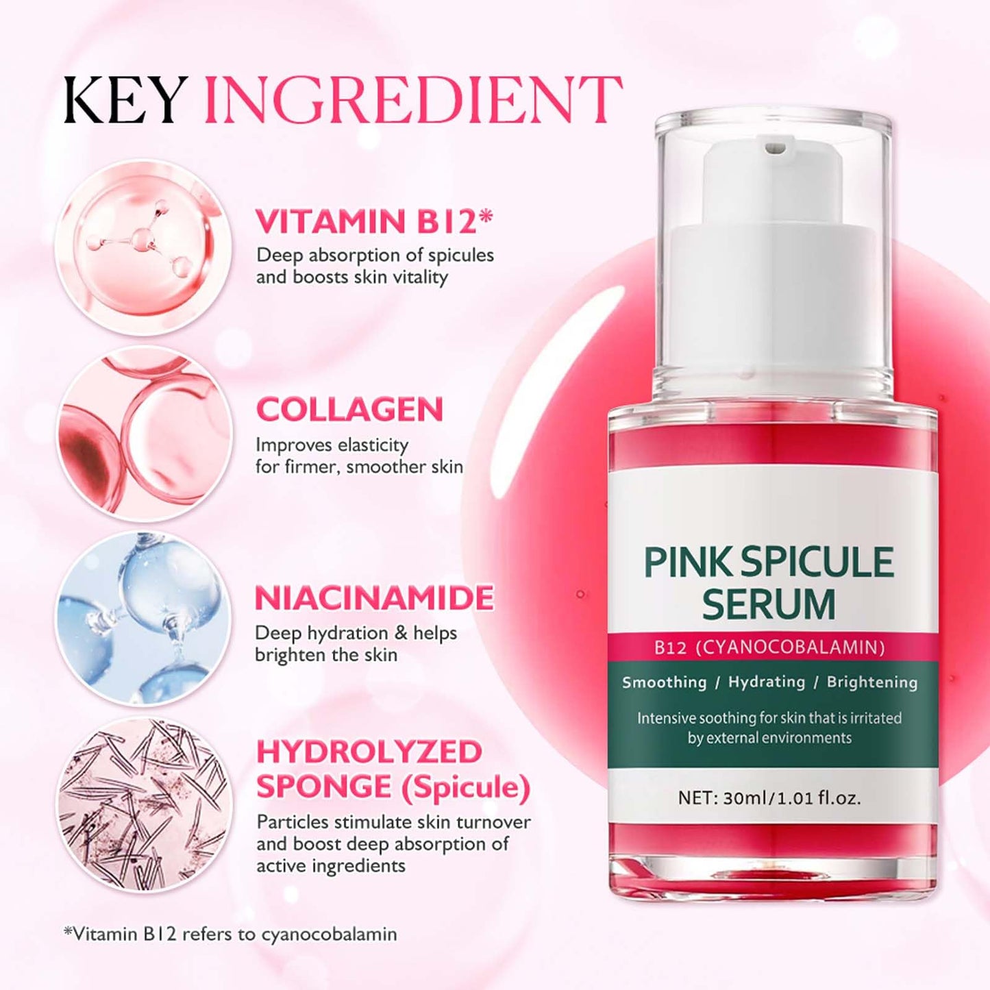 Cyano Pink Spicule Serum + Picotonic Glowing Ampoule Duo - Pore & Spot Skin Care Set - Korean Skin Care Face Serum to Boost Collagen & Brighten Skin, Glass Skin Solution for Smooth Texture 2Pcs