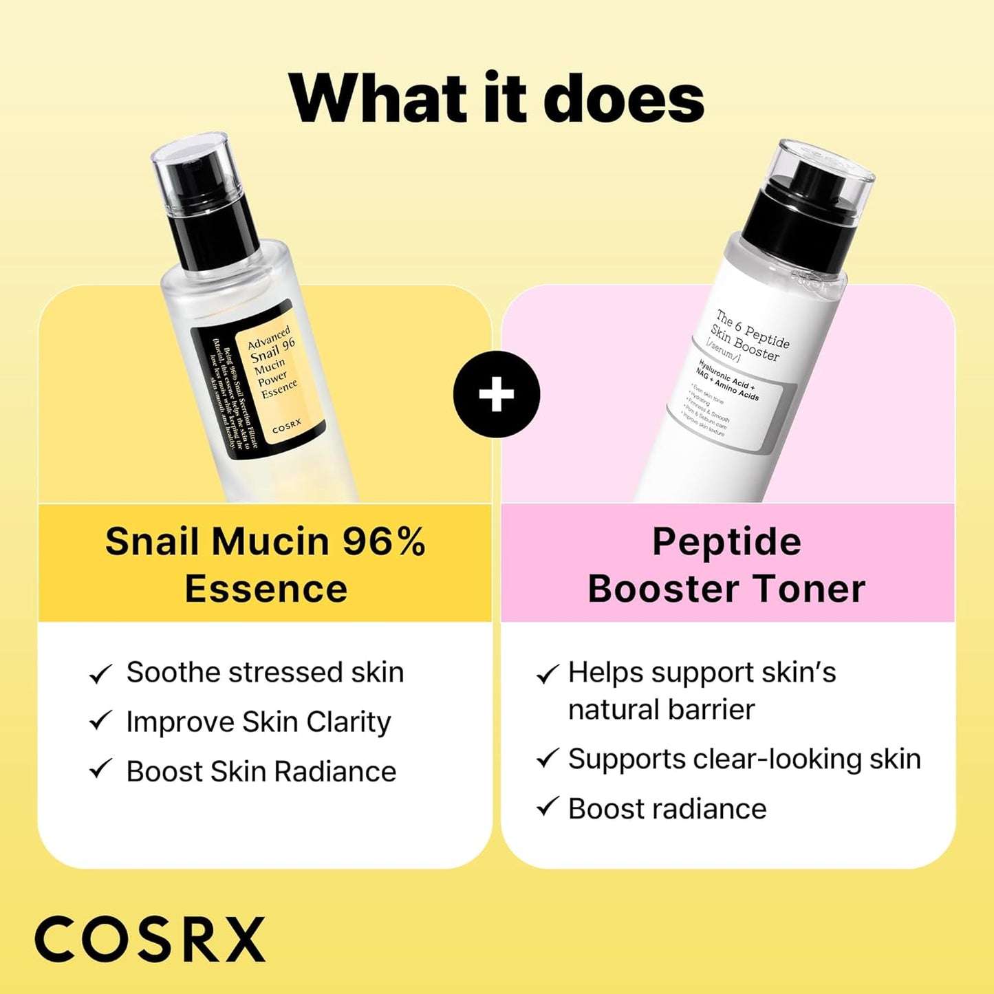 COSRX Snail Mucin 96 Peptide Booster Skincare Set, Korean Skincare Gift Set for Glowing Skin, Christmas Gifts & Stocking Stuffers for Women and Teen Girls, Snail Mucin & Peptide Face Serums