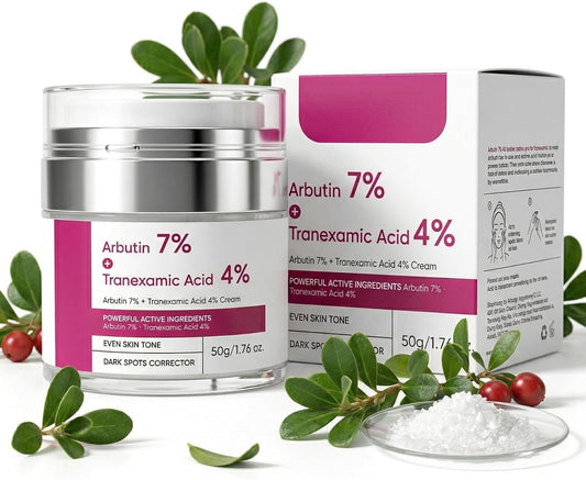 Arbutin 7% + Tranexamic Acid 4% Cream for Hyperpigmentation & Melasma, Advanced Dark Spot Remover for Face, Brightening Face Cream for Even Skin Tone and Radiant Glowing Skin, for All Skin Types, 50ml