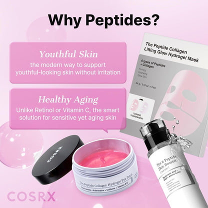 COSRX Pink Peptide Collagen Hydrogel Eye Patches Wrinkle Patches for Puffy Eyes, Dark Circles, Eye Bags, Wrinkles and Fine Lines, Firming and Depuffing Under Eye Masks, Korean Skincare 60 Patches