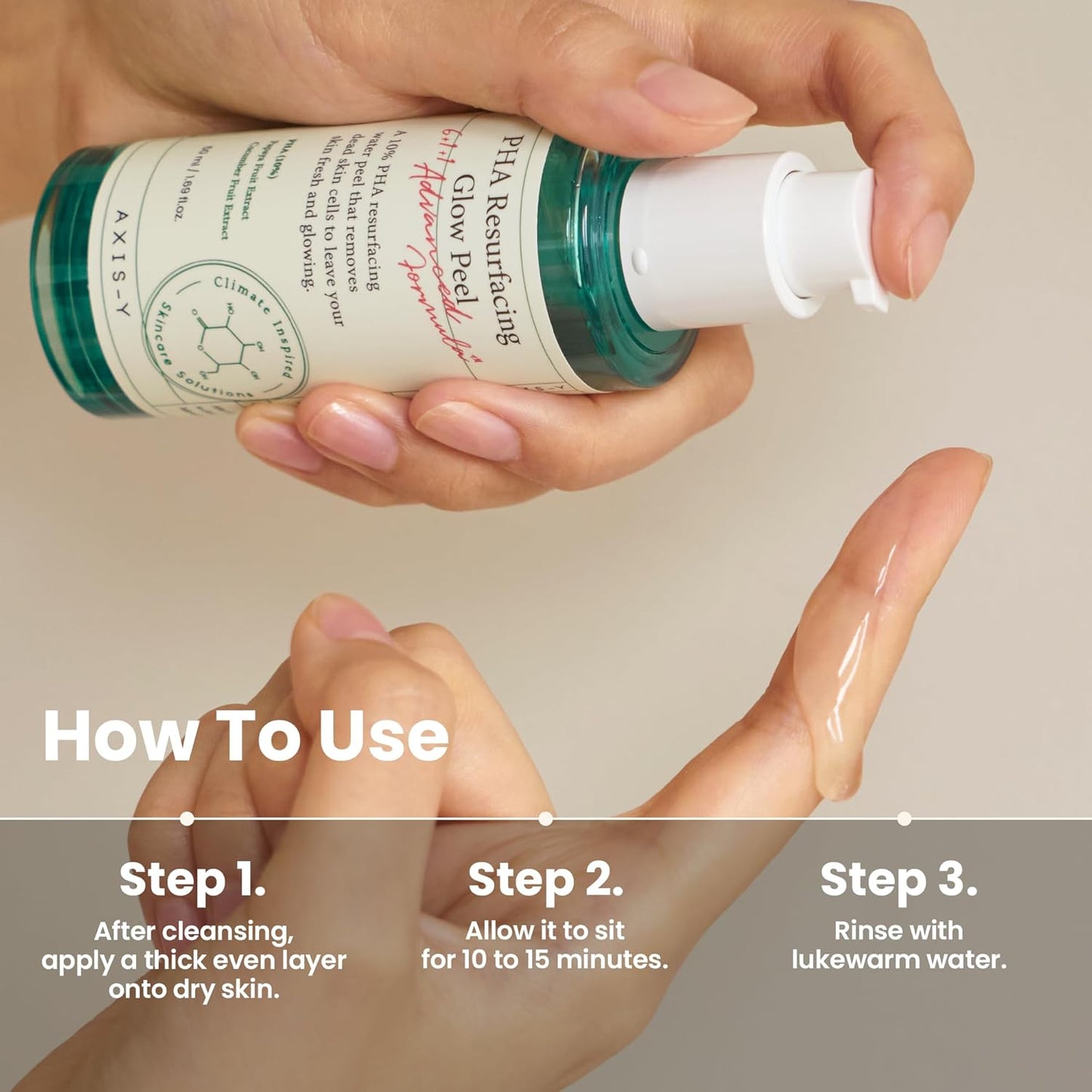 AXIS-Y Pha Resurfacing Glow Peel 10% Pha Fruit Extract Mild Peeling Gel Exfoliator Pore Minimizer For Face Vegan Korean Skin Care Glass Skin Face Peel 1.69 Fl. Oz.