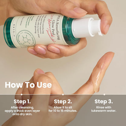 AXIS-Y Pha Resurfacing Glow Peel 10% Pha Fruit Extract Mild Peeling Gel Exfoliator Pore Minimizer For Face Vegan Korean Skin Care Glass Skin Face Peel 1.69 Fl. Oz.