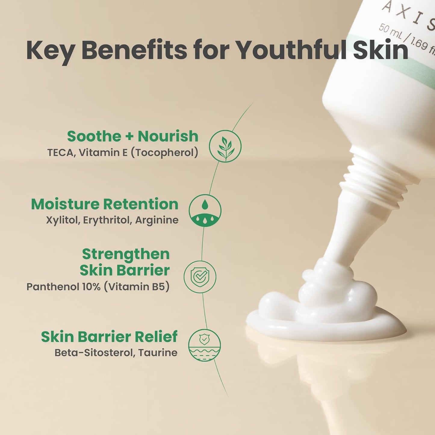AXIS-Y Panthenol 10 Skin Smoothing Shield Cream Daily Facial Moisturizer Barrier Cream For Long Lasting Hydration & Soothing Vegan Korean Skin Care Face Lotion 1.69 Fl. Oz.