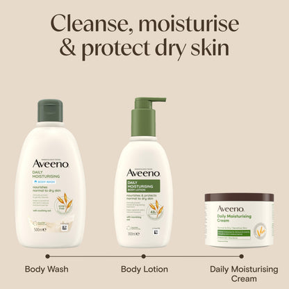 Aveeno Daily Moisturising Body Wash, With Soothing Oat, Suitable For Sensitive Skin, Gently Cleanses and Nourishes, Soap-Free, Lightly Scented, 300ml
