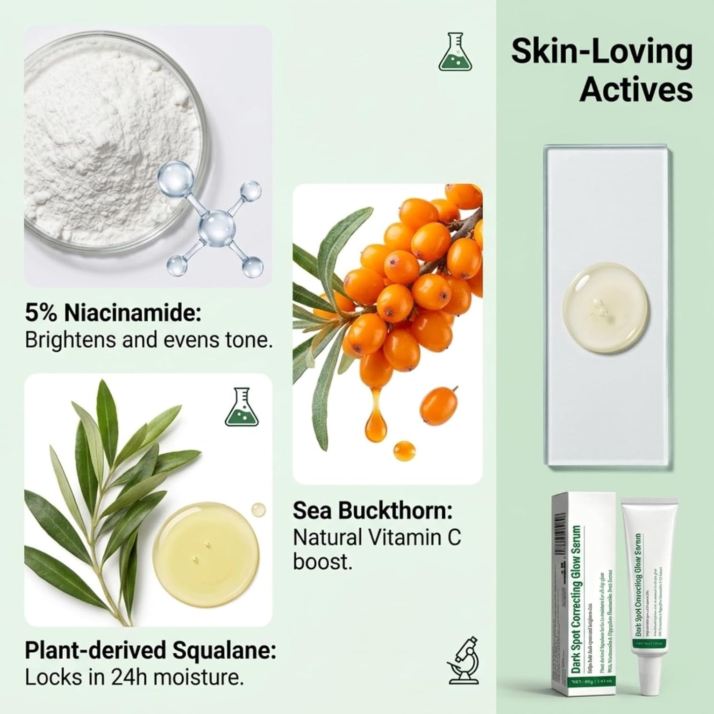 Dark Spot Correcting Glow Serum for Face, Niacinamide Serum for Hyperpigmentation & Skin Brightening, Dark Spot Remover Essence to Fade Pore Marks & Even Skin Tone, Intense Hydrating Formula, 40g*2