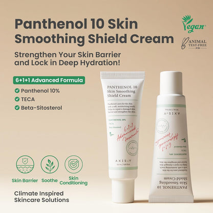 AXIS-Y Panthenol 10 Skin Smoothing Shield Cream Daily Facial Moisturizer Barrier Cream For Long Lasting Hydration & Soothing Vegan Korean Skin Care Face Lotion 1.69 Fl. Oz.