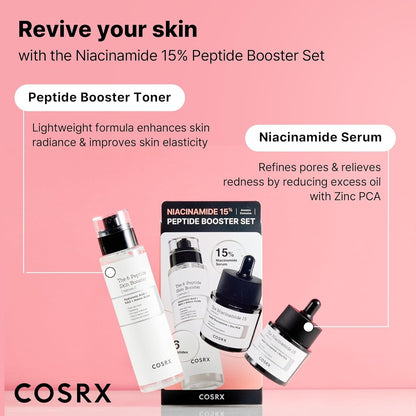COSRX Niacinamide Peptide Booster Skincare Set, Korean Skincare Gift Set for Glowing Skin, Christmas Gifts Set & Stocking Stuffers for Teen Girls and Women, Niacinamide & Peptide Face Serum