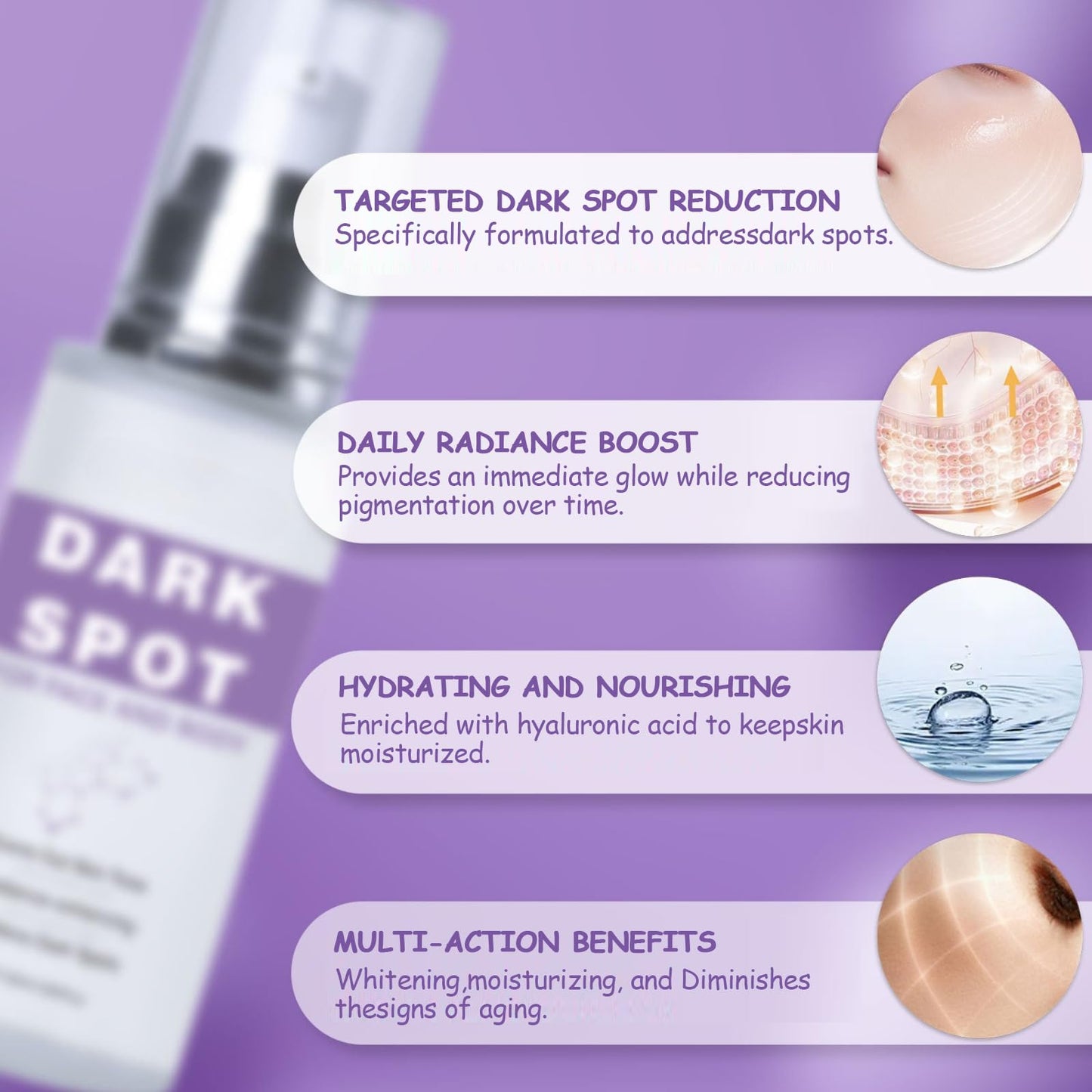 Dark Spot Remover for Face & Body, Dark Spot Corrector Cream, Age Spot Remover with Niacinamide & Hyaluronic Acid, Melasma Cream for Sun Spots & Hyperpigmentation, Brightening, Even Skin Tone, 50ml