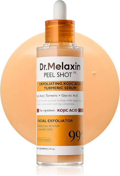 Dr.Melaxin Peel Shot Kojic Acid Turmeric Serum Exfoliating Dark Spot Corrector With Aha/Bha & Niacinamide, Brightening & Even Tone Facial Serum 2.71 Fl Oz (Pack of 1)