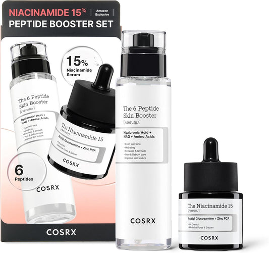 COSRX Niacinamide Peptide Booster Skincare Set, Korean Skincare Gift Set for Glowing Skin, Christmas Gifts Set & Stocking Stuffers for Teen Girls and Women, Niacinamide & Peptide Face Serum