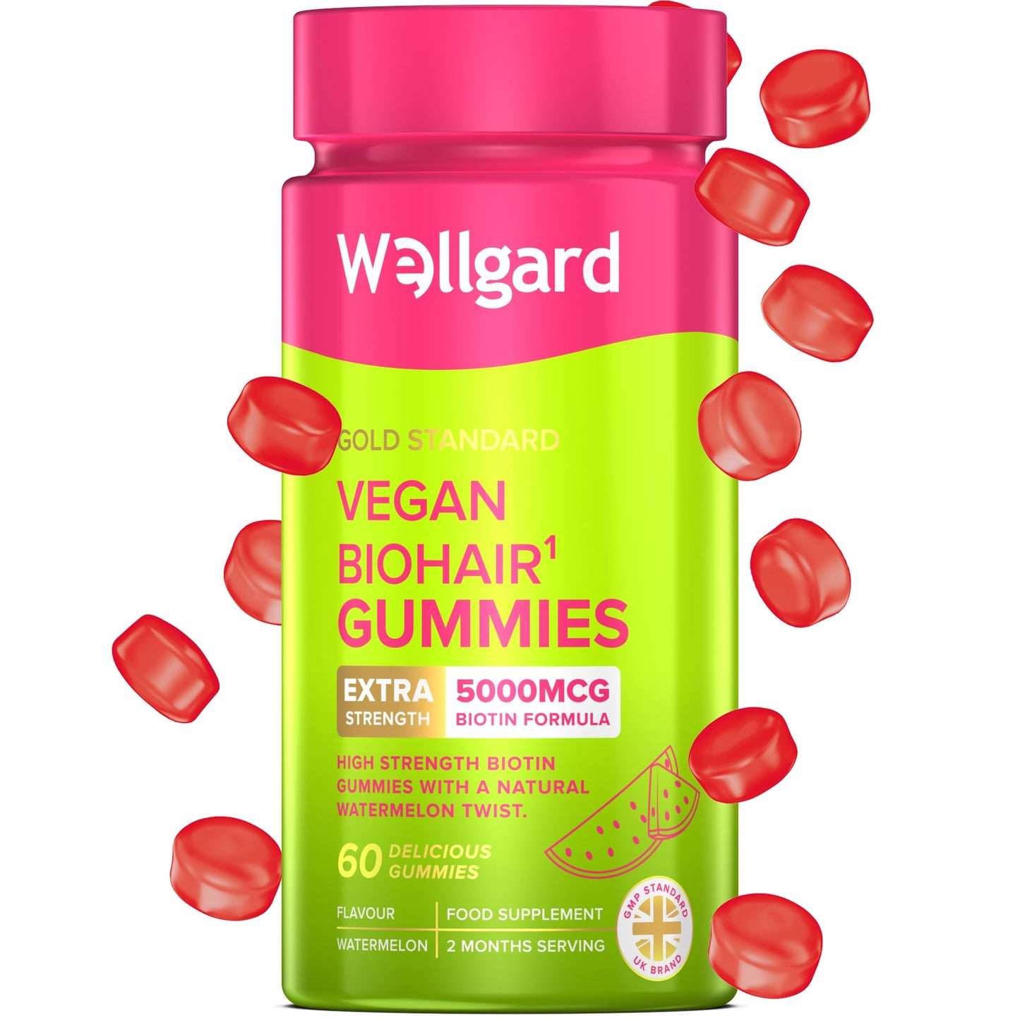Wellgard Vegan Apple Cider Vinegar Gummies, Gold Standard 1000mg ACV Gummies with Vitamin C, Chromium and Pomegranate, Non-GMO, Gluten-Free & Gelatine-Free
