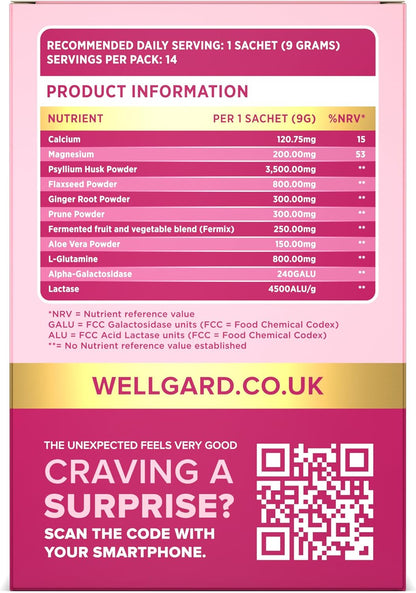 Wellgard 14 Day Gut Ritual - Daily Fibre & Digestive Enzymes Formula to Maintain a Healthy Bowel and Intestinal Transit, 14 Single-Serve Sachets