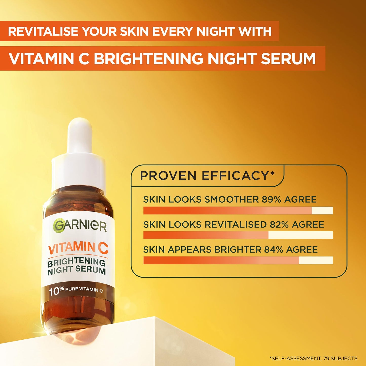 Garnier Vitamin C Serum for Face, Brightening Serum with 4% [Vitamin C + Niacinamide + Salicylic Acid], Dark Spot Reducer & Evens Skin Tone, Suitable for Sensitive Skin, 30ml
