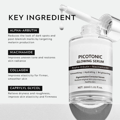 Pink Spicule Serum + Picotonic Shot Ampoule + Peel Shot Exfoliant Rice Ampoule, Rice Exfoliator for Face Pore Refining, Picotonic Glow Serum for Pigmentation & Dark Spot, Glass Skin, 3PCS