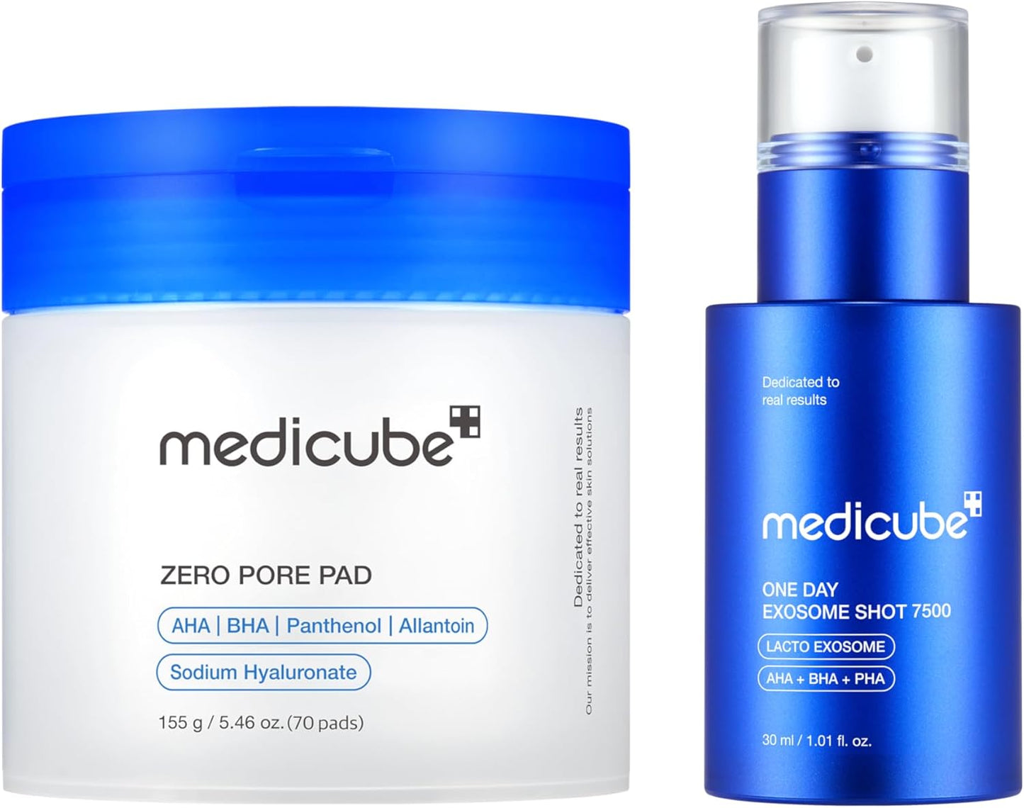 medicube Intensive Pore Care Duo: medicube Zero Pore Pads 2.0 and Zero Exosome Shot 7,500 PPM Spicule Facial Serum
