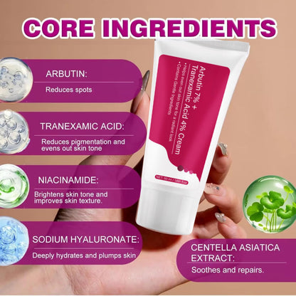 3PCS 7% Ar-butin + 4% Tranexamic Acid Cream，Dark Spot Corrector Face Cream for Women, Skin Brightening Korean Moisturiser, Anti Aging Hydrating Cream for Pigmentation, Reduces Redness，Even Skin Tone