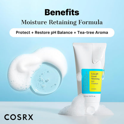 COSRX Low pH Good Morning Gel Cleanser, 5.07 fl.oz / 150ml | Mild Face Cleanser | Korean Skin Care for Acne Prone Skin, PH Balancing, Anti Acne, Breakouts Treatment