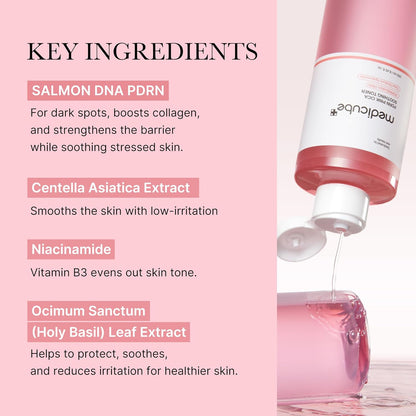 medicube Salmon DNA PDRN Pink Trio Set: Salmon DNA PDRN Pink Peptide Serum, PDRN CICA Soothing Toner and PDRN collagen jelly gel mask (4ea)