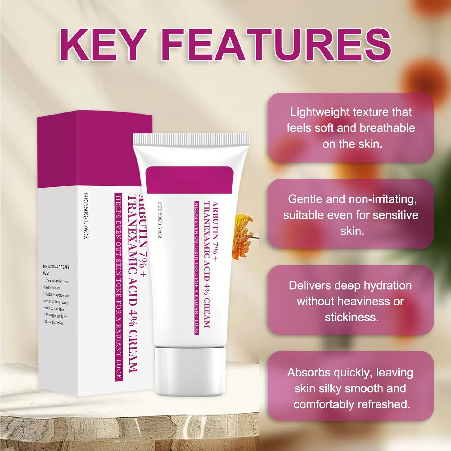 2 Pcs Arbutin 7% + Tranexamic Acid 4% Cream, Arbutin Cream for Face Moisturiser, Even Skin Tone, Gentle Skincare