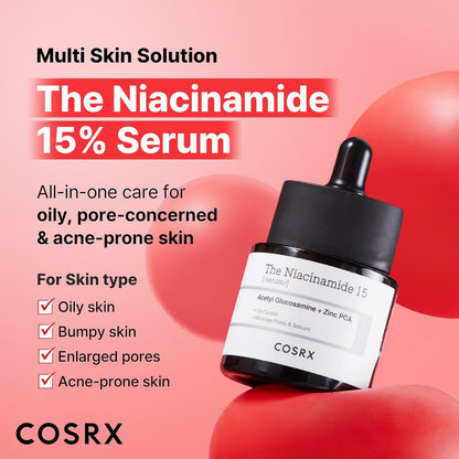 COSRX Niacinamide 15% Face Serum, Minimizing Pores & Sebums, Blemish Treatments for Discoloration, Dark Spots, Enlarged Pores, Anti-aging, 0.67 fl.oz / 20 ml, Animal Testing-Free