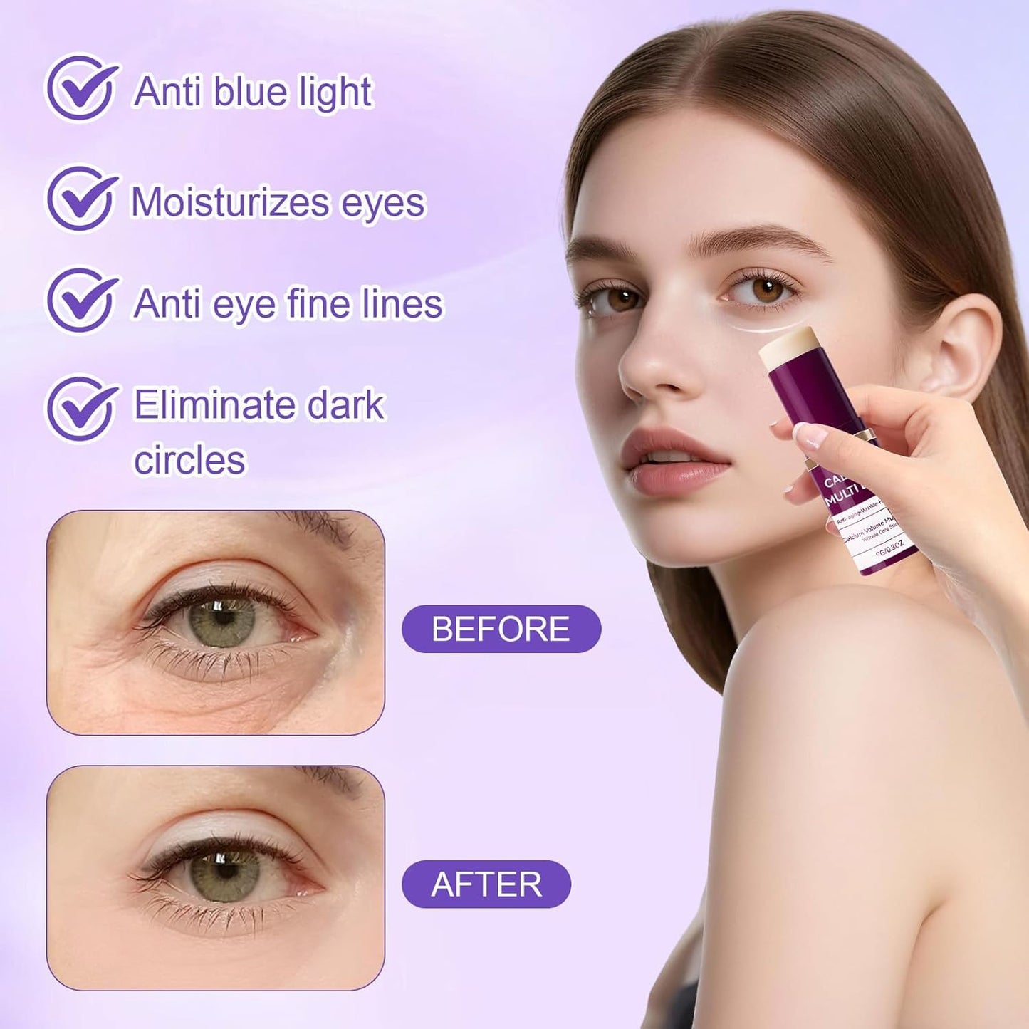 2PCS Calcium Multi Balm, Calcium Volume Multi Balm, Pure Collagen Wand Stick for Face, Korean Collagen Stick Anti-Aging, Hydrating, Suitable for Eyes, Face, Neck
