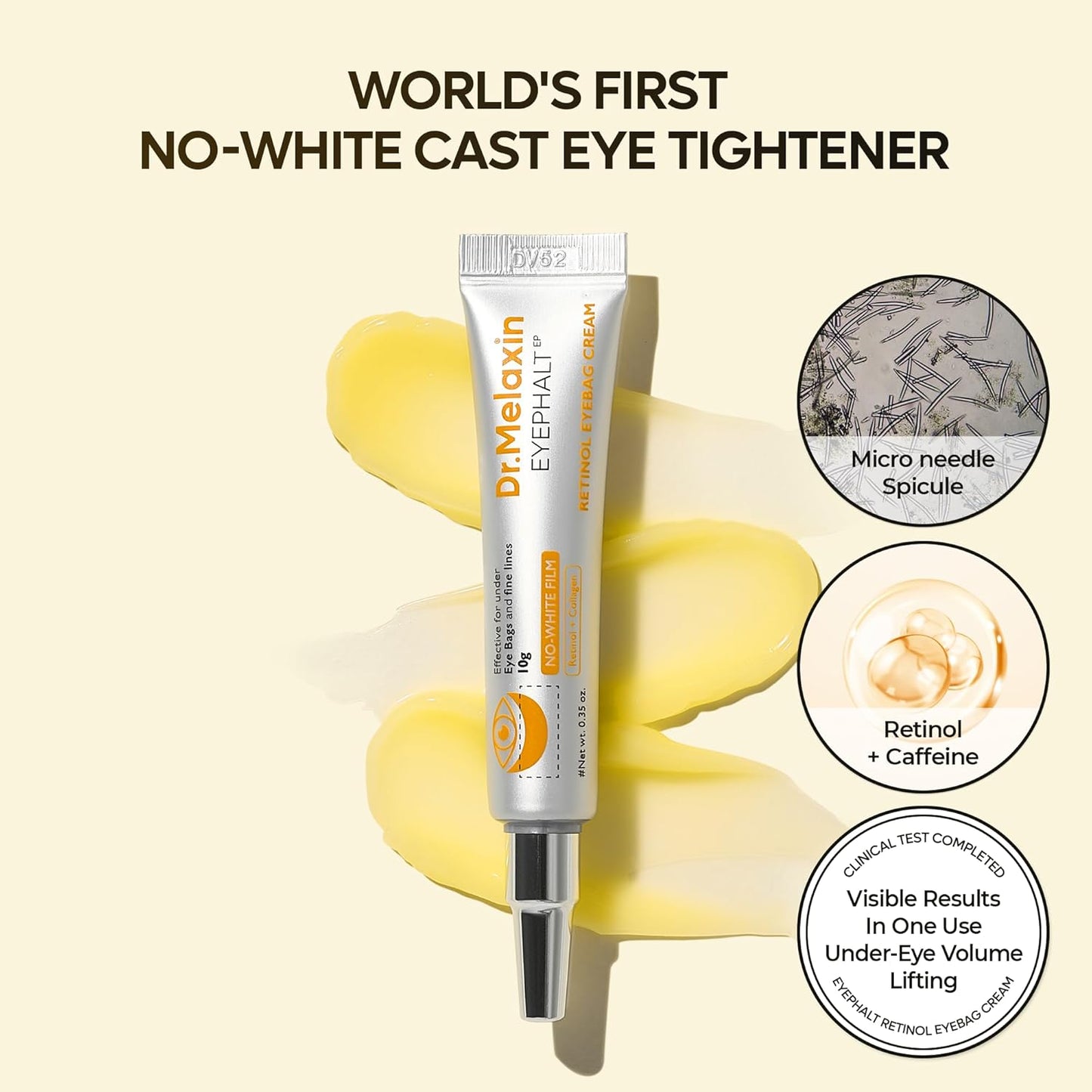 Dr.Melaxin Retinol Eyebag Cream For Puffiness, Wrinkle, Eye Moisturizer With Niacinamide & Ceramide Makeup Friendly Korean Skin Care 0.35 fl oz (Pack of 1)