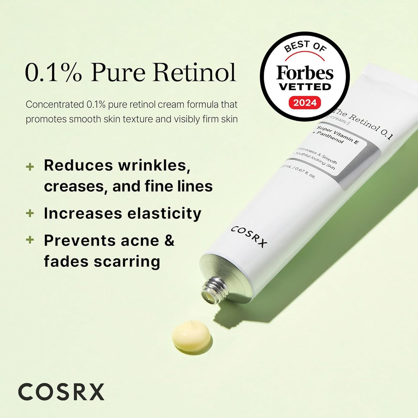 COSRX The Retinol 0.1 Cream, Korean Anti-Aging Face Cream with Retinol for Fine Lines, Wrinkle Reduction, Skin Renewal, Firming, and Brightening, Safe for Eye and Neck Area, Korean Skincare 20ml