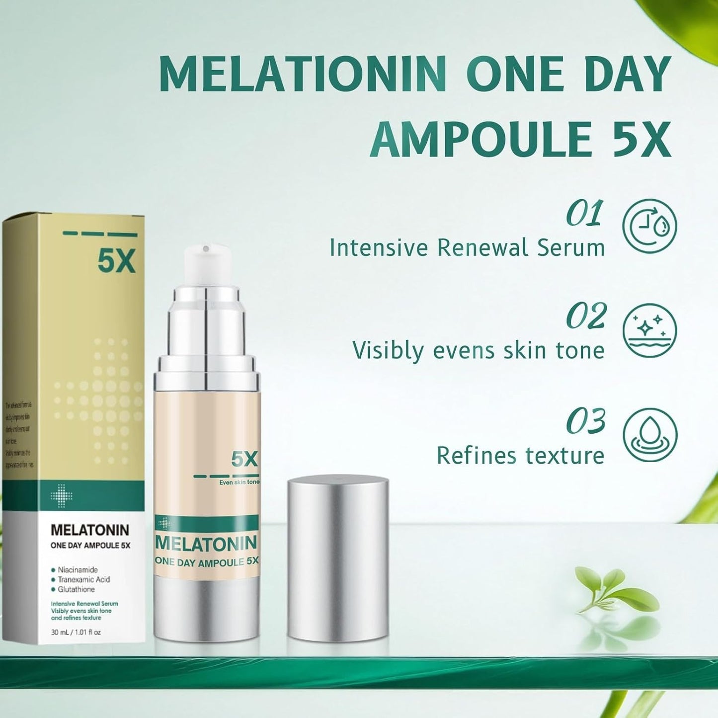 Hydrating Dark Spot Serum with Glutathione & Tranexamic Acid - Korean Skincare Face Serum for Dark Spot Correction & Brightening - Fast Absorbing Day & Night Glow Serum for Uneven Skin Tone - 50ml