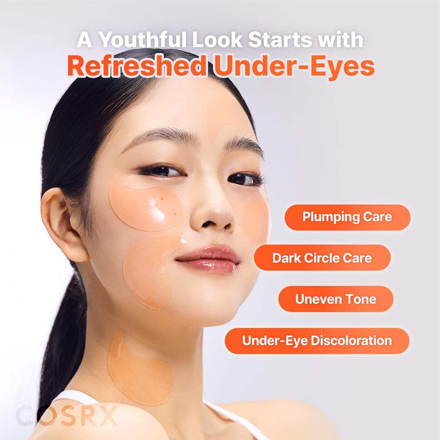 COSRX 5 PDRN Collagen Vitalizing Hydrogel Eye Patch, 60 Patches, Depuffing Under Eye Patches with PDRN, Collagen, Eye Masks for a Smoother, Refreshed-Looking Eye Area, Korean Skincare