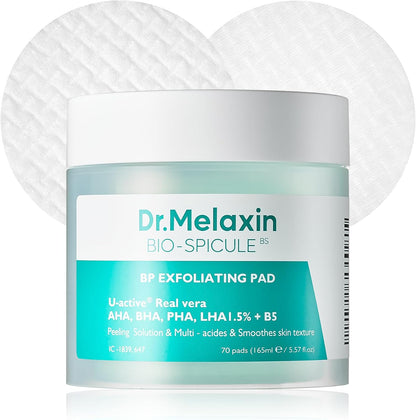 Dr.Melaxin Bp Pore Exfoliating Pad For Dead Skin & Blackheads Minimize Pores Prevent Breakouts Improve Skin Texture Korean Skincare 70Pads. White 165Ml