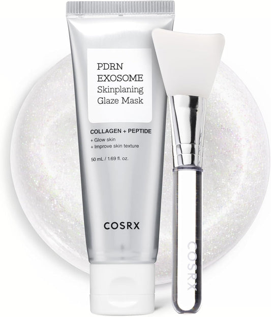 COSRX PDRN Exosome Skinplaning Glaze Mask 50ml (Brush Included), Peel Off Face Mask for Glass Skin, Gentle Exfoliation, Overnight Wrapping Treatment, Korean Skincare