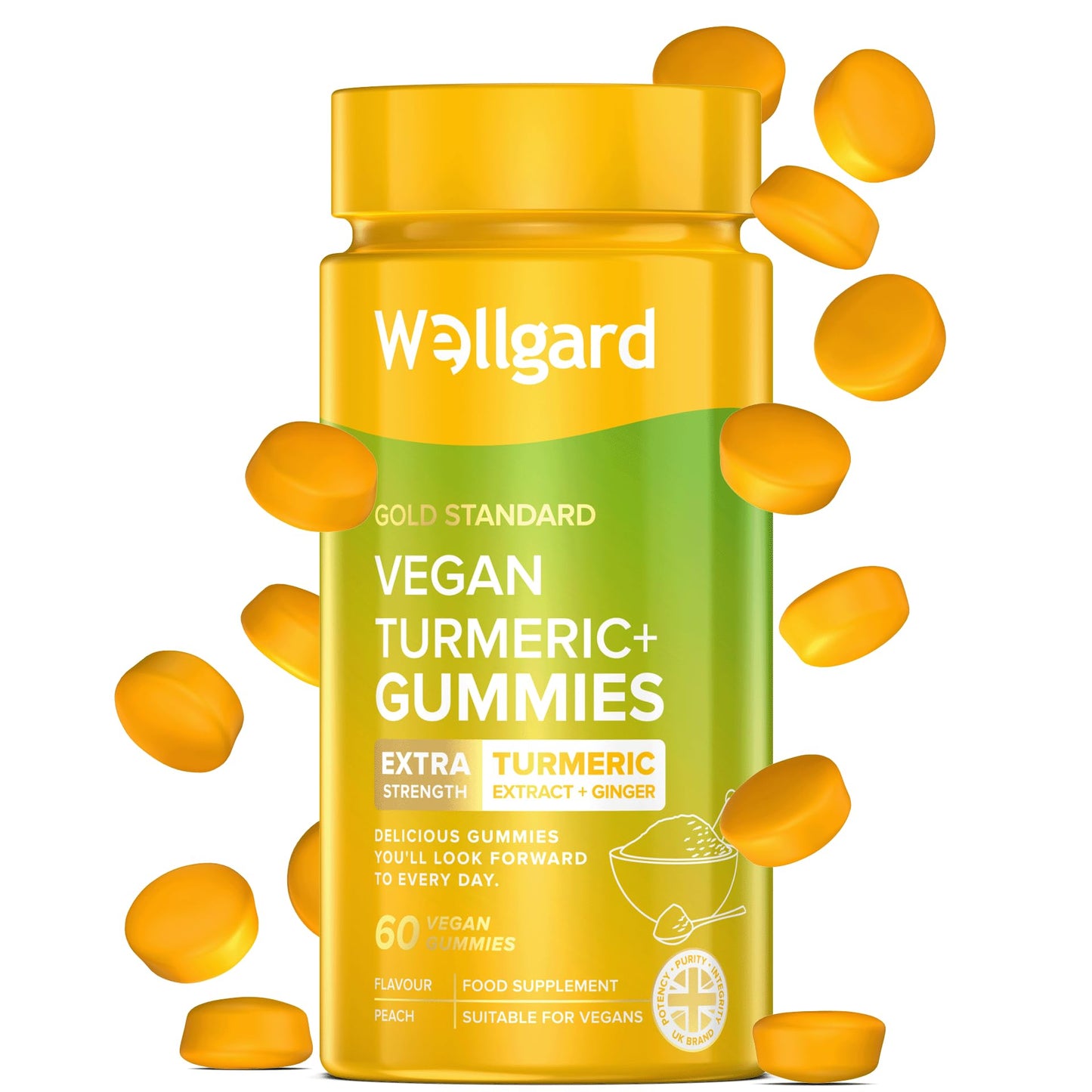 Wellgard Vegan Apple Cider Vinegar Gummies, Gold Standard 1000mg ACV Gummies with Vitamin C, Chromium and Pomegranate, Non-GMO, Gluten-Free & Gelatine-Free