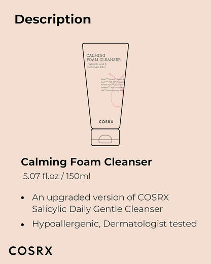 COSRX AC Collection Calming Foam Cleanser 150ml, Salicylic Acid Acne Cleanser | Animal Testing Free, Paraben Free, Korean Skin Care