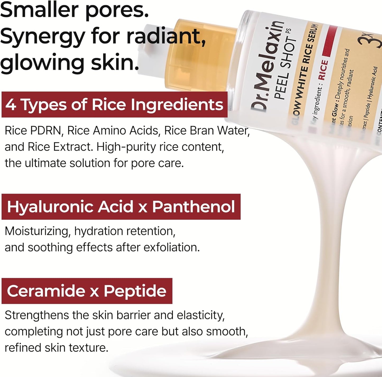 Dr.Melaxin Peel Shot Glow Rice Pdrn Serum Facial Skin Care Smooth Texture For Pore Care Korean Skin Care 30 ml