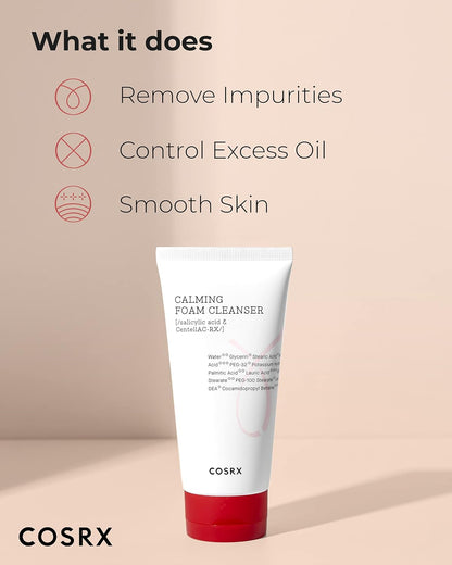 COSRX AC Collection Calming Foam Cleanser 150ml, Salicylic Acid Acne Cleanser | Animal Testing Free, Paraben Free, Korean Skin Care