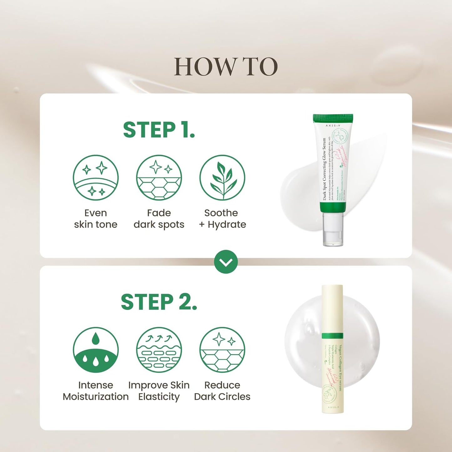 AXIS-Y Glass Skin Duo Korean Skin Care Set - Travel Essentials Holiday Gift with Dark Spot Correcting Glow Serum Targets Spot Treatment for Face & Vegan Collagen Eye Serum for Dark Circles Fine Lines