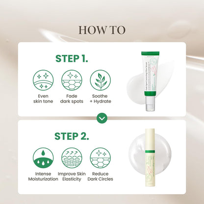 AXIS-Y Glass Skin Duo Korean Skin Care Set - Travel Essentials Holiday Gift with Dark Spot Correcting Glow Serum Targets Spot Treatment for Face & Vegan Collagen Eye Serum for Dark Circles Fine Lines