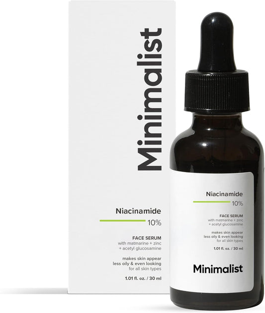 Minimalist 10% Niacinamide Face Serum for Acne Marks, Blemishes & Oil Balancing with Zinc | Skin Clarifying Anti Acne Serum for Oily & Acne Prone Skin, Transparent, 30 ml (Pack of 1)