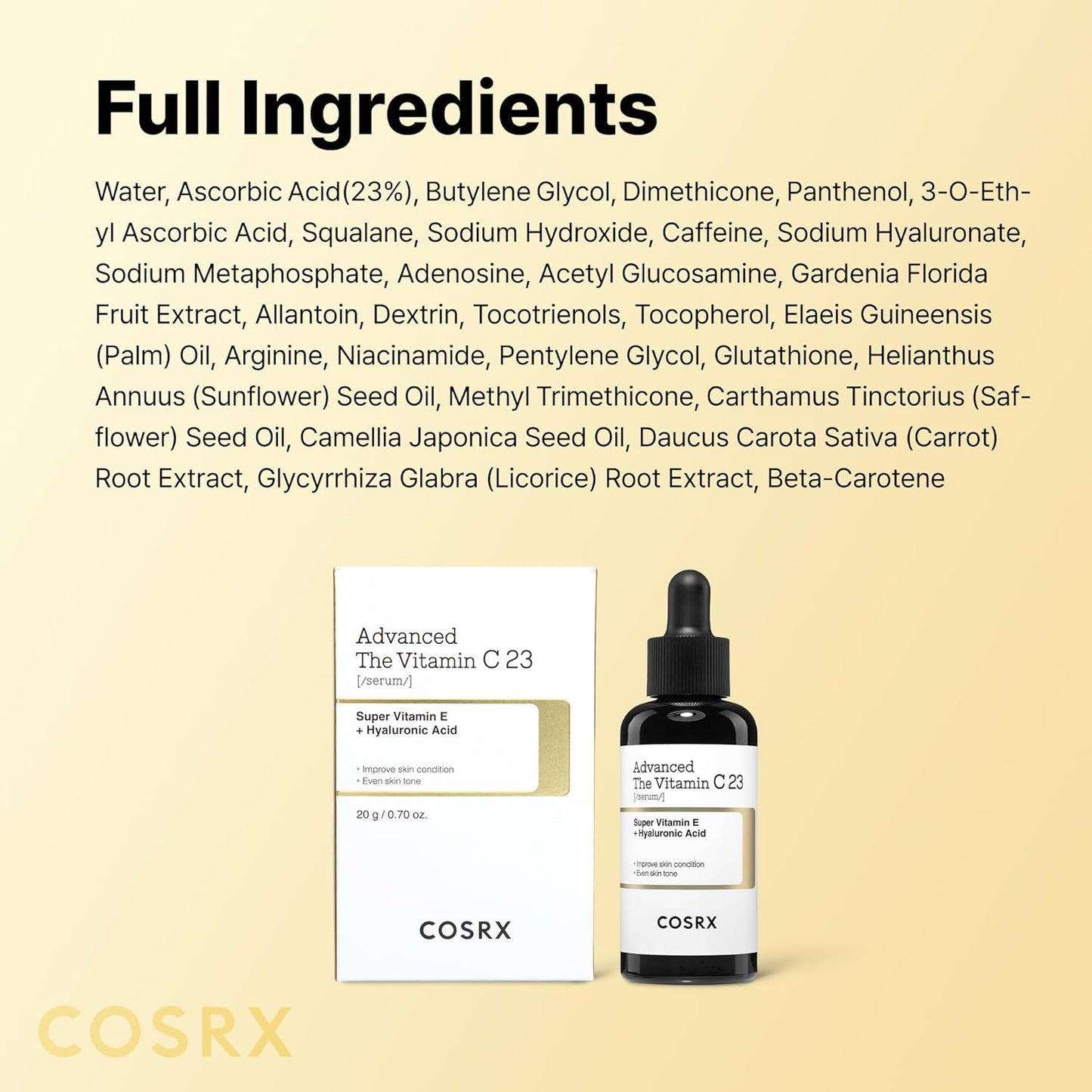 COSRX Advanced Pure Vitamin C 23 Serum 20 ml (Renewal Edition) Korean Vitamin C Serum with Vitamin E & Glutathione for Fine Lines, Uneven Skin Tone & Dull Skin, Korean Skin Care