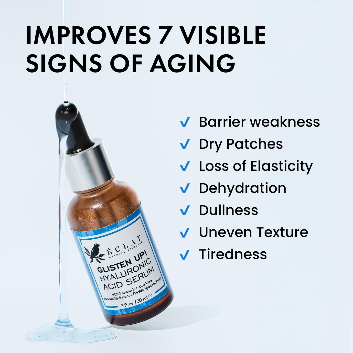 Eclat Skincare Glow Up Vitamin C Serum - Vitamin C Serum for Face with Hyaluronic Acid, Ferulic Acid & Vit E - Skin Brightening Face Care - Anti Aging, Hydrating & Dark Spot Lightening 30ml